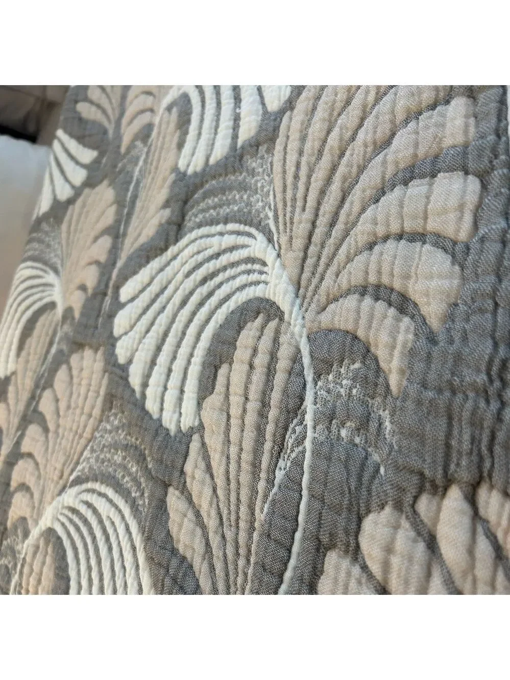 Luxury Quilted Woven After 8 Queen Bedspread Neutral Cool Warm Beige Oversized